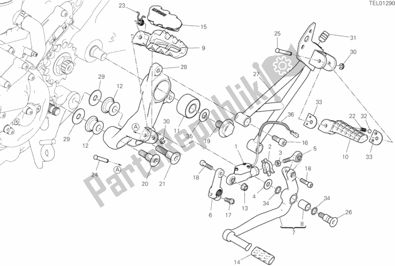 All parts for the Footrests, Left of the Ducati Hypermotard 950 SP 2020